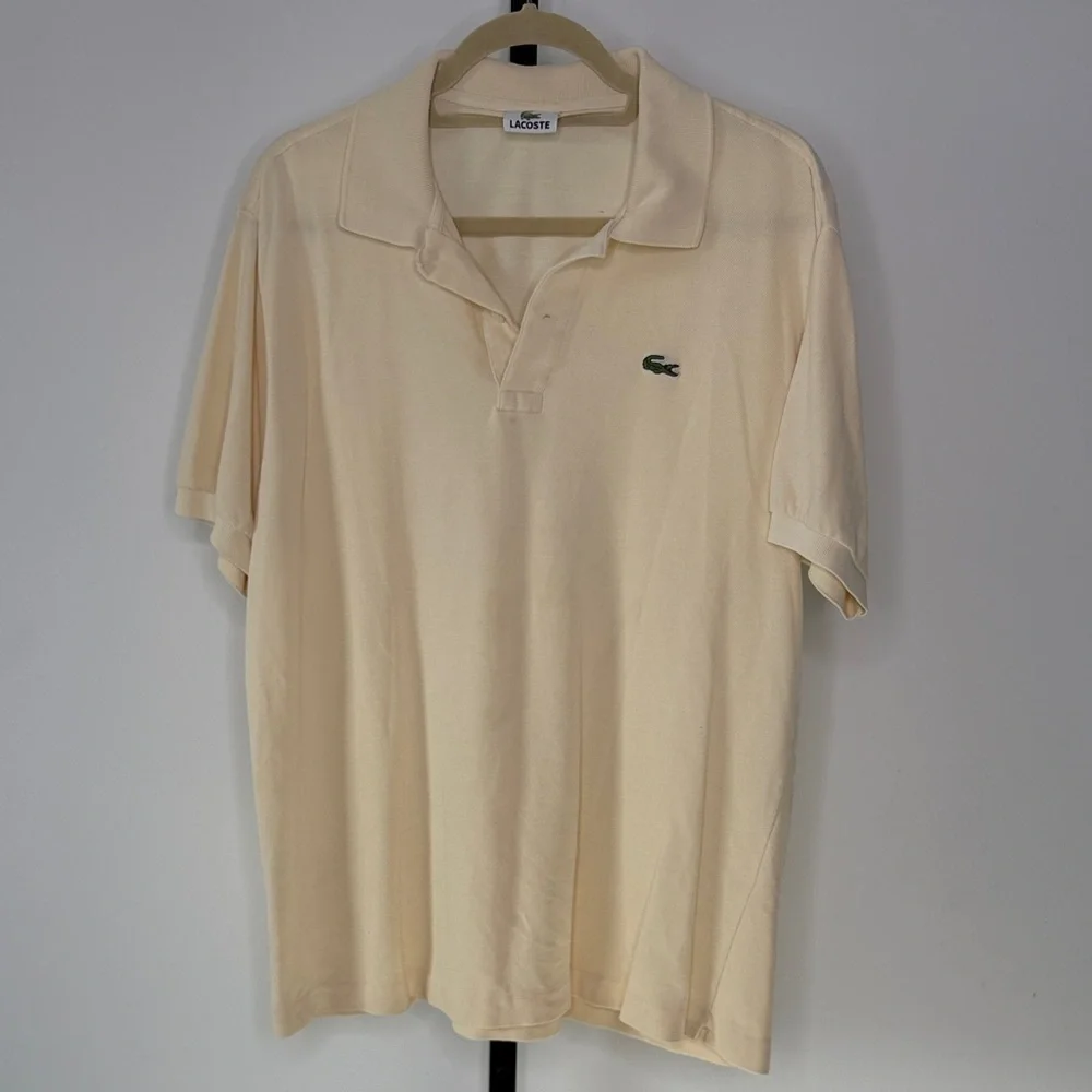Lacoste Cream Polo Shirt Classic Crocodile Logo Size 6 (L)